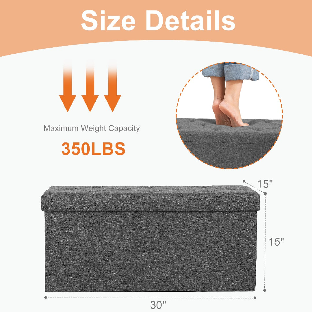 Storage Ottoman With Foam Padded Seat